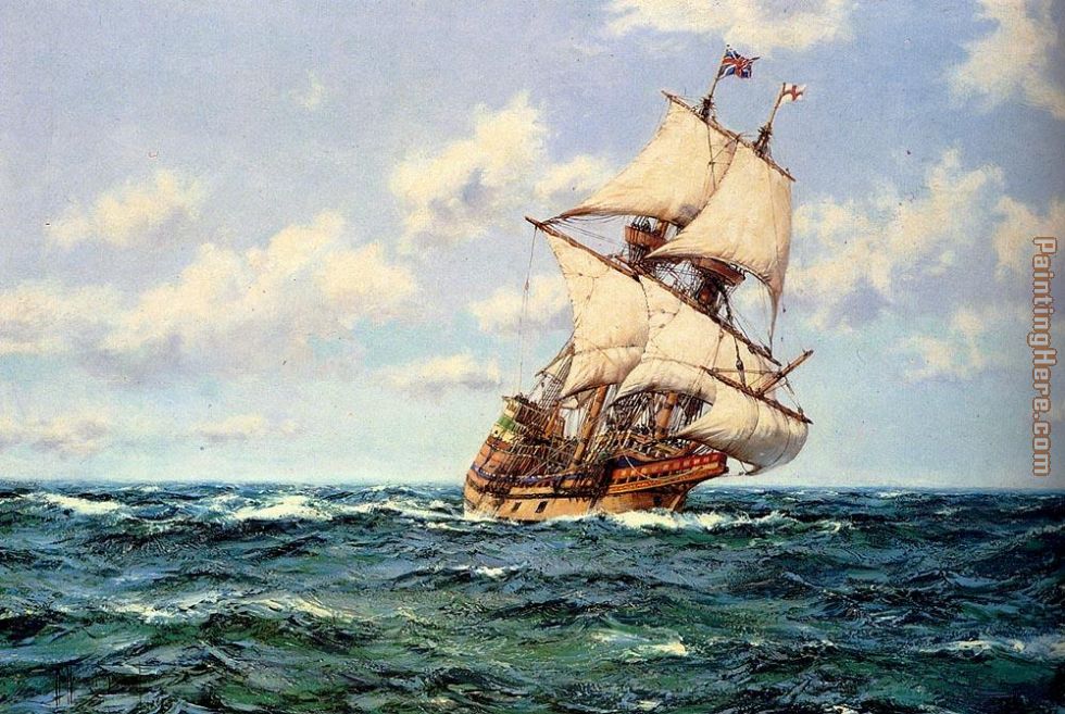 Mayflower II on the Open Seas painting - Montague Dawson Mayflower II on the Open Seas art painting